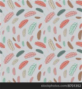 Bird feathers seamless pattern. Pattern with feathers. Vector flat illustration. Design for textiles, packaging, wrappers, greeting cards, paper, printing.. Feathers seamless pattern. Pattern with feathers