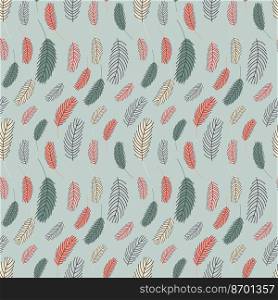 Bird feathers seamless pattern. Pattern with feathers. Vector flat illustration. Design for textiles, packaging, wrappers, greeting cards, paper, printing.. Bird feathers seamless pattern. Pattern with feathers. Vector flat illustration