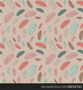 Bird feathers seamless pattern. Pattern with feathers. Vector illustration. Design for textiles, packaging, wrappers, greeting cards, paper, printing.. Feathers seamless pattern. Pattern with feathers. Vector illustration