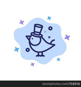 Bird, Fly, Pet, Sparrow Blue Icon on Abstract Cloud Background