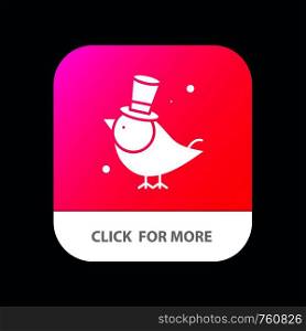 Bird, Fly, Pet, Sparrow Mobile App Button. Android and IOS Glyph Version
