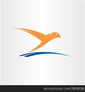 bird flying over water abstract symbol design element