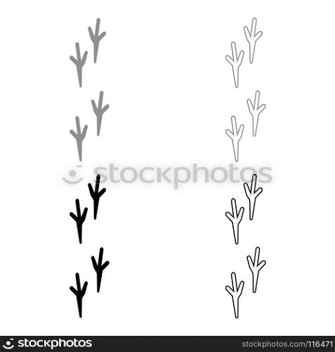 Bird footprint icon . Illustration grey and black color .. Bird footprint icon . Illustration grey and black color fill and outline .