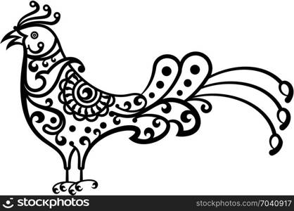 Bird Hand Drawn Ornamental Design Vector Art Illustration