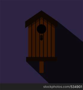 Bird house icon in flat style with long shadow. Bird house icon, flat style