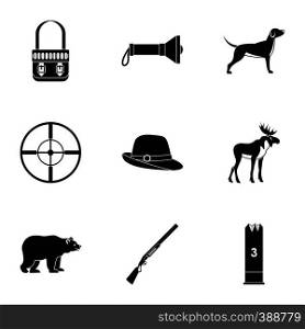 Bird hunting icons set. Simple illustration of 9 bird hunting vector icons for web. Bird hunting icons set, simple style