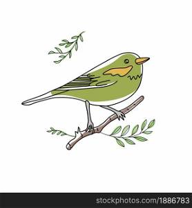 Bird illustration. Collection of cute hand drawn bird doodles. Line style in minimalism on white vector picture