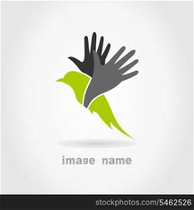 Bird in flight on a grey background. A vector illustration
