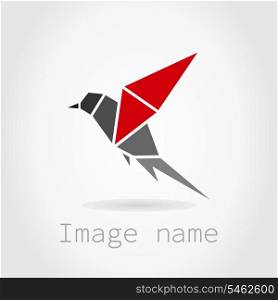 Bird in flight on a grey background. A vector illustration
