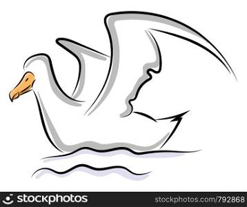Bird in water, illustration, vector on white background.