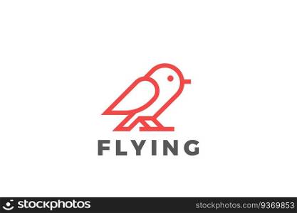 Bird Logo abstract vector design Li≠ar sty≤. Dove Sparrow sitting Logotype icon.
