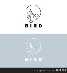 Bird Logo, Bird Wings Vector, Minimalist Design, For Product Branding, Template Icon Illustration