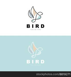 Bird Logo, Bird Wings Vector, Minimalist Design, For Product Branding, Template Icon Illustration