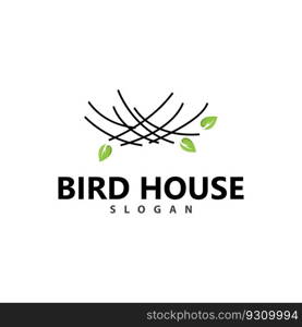 Bird Nest Logo, Bird House Shelter Vector, Modern Line Design Minimalist Style, Symbol Template Icon