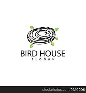 Bird Nest Logo, Bird House Shelter Vector, Modern Line Design Minimalist Style, Symbol Template Icon