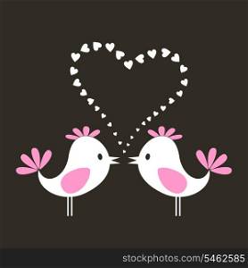 Bird of love2. Two birds sing about love. A vector illustration