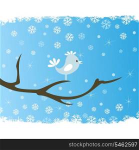 Bird on a tree. The bird sits on a tree in the winter. A vector illustration