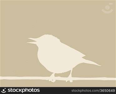 bird on branch on brown background, vector illustration