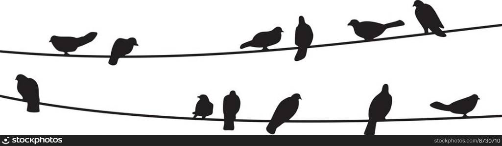 Bird on Wire Black Vector Illustration