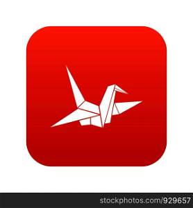 Bird origami icon digital red for any design isolated on white vector illustration. Bird origami icon digital red