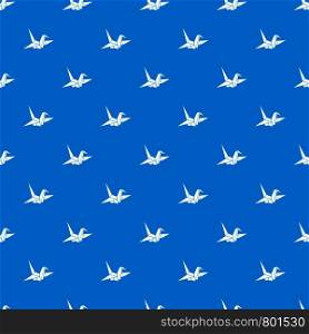 Bird origami pattern repeat seamless in blue color for any design. Vector geometric illustration. Bird origami pattern seamless blue