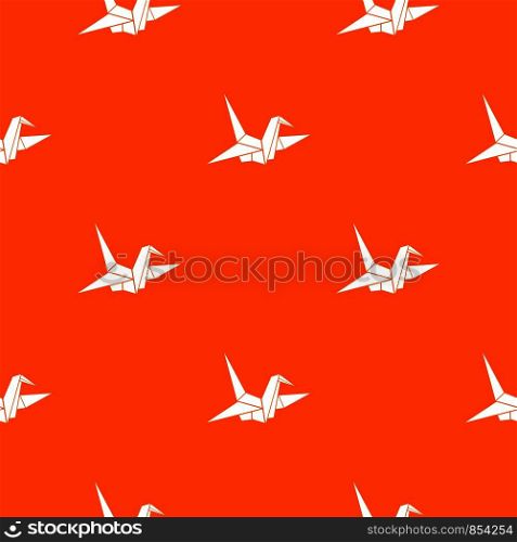 Bird origami pattern repeat seamless in orange color for any design. Vector geometric illustration. Bird origami pattern seamless