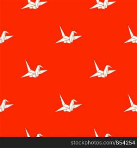 Bird origami pattern repeat seamless in orange color for any design. Vector geometric illustration. Bird origami pattern seamless