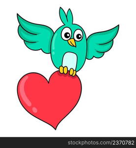 bird parakeet flying with valentine love