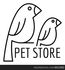 Bird pet store logo. Outline bird pet store vector logo for web design isolated on white background. Bird pet store logo, outline style
