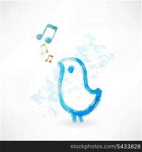 Bird singing grunge icon