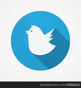 Bird social web or internet button. Blue Fat Bird icon.