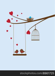 Bird swing vector image