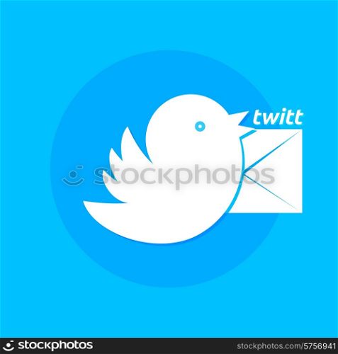 Bird twitt and letter message in retro style