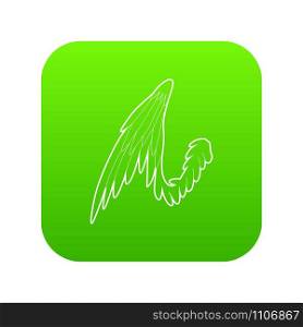 Bird wing icon green vector isolated on white background. Bird wing icon green vector