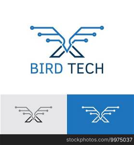 Bird Wings Eagle Circuit Electronic Technology Logo Template