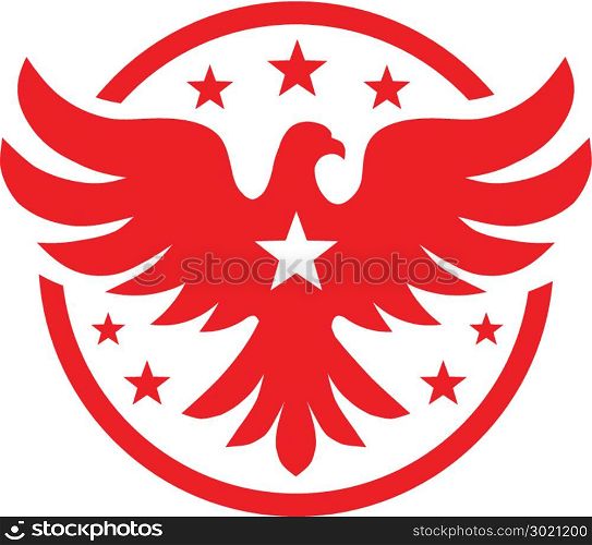 Bird with circle and stars vector logo