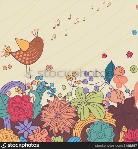 bird with floral vector illustration