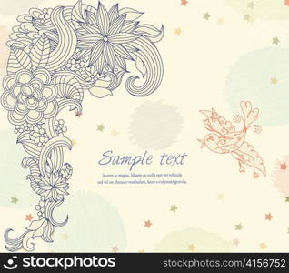 bird with floral vector illustration