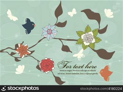 bird with floral vector illustration