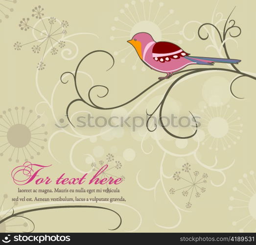 bird with floral vector illustration