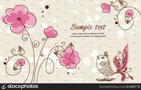 bird with floral vector illustration