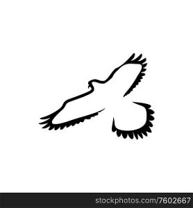 Bird with outstretched wings isolated dove in flight. Vector pigeon symbol of peace and hope. Pigeon with outstretched wings, dove in flight