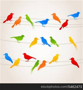 bird4. Birds sit on wires. A vector illustration