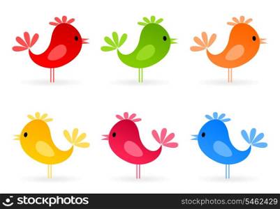 bird8. Set of icons of small birdies. A vector illustration