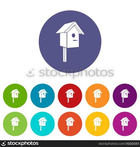 Birdhouse icons color set vector for any web design on white background. Birdhouse icons set vector color