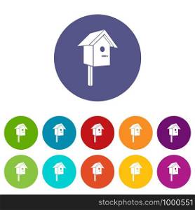 Birdhouse icons color set vector for any web design on white background. Birdhouse icons set vector color