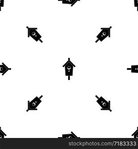 Birdhouse pattern repeat seamless in black color for any design. Vector geometric illustration. Birdhouse pattern seamless black