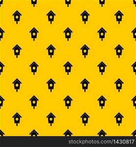 Birdhouse pattern seamless vector repeat geometric yellow for any design. Birdhouse pattern vector