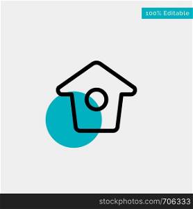 Birdhouse, Tweet, Twitter turquoise highlight circle point Vector icon