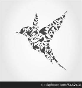 Birdie made of birds. A vector illustration
